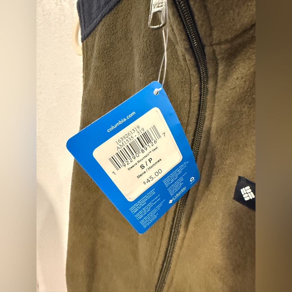 Columbia Men’s Fleece Vest Olive Green Black Size Small NWT Full Zip - Picture 4 of 9